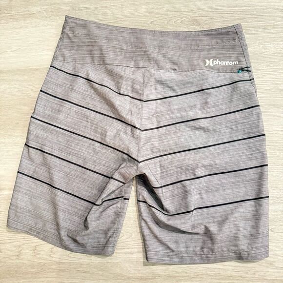 Hurley Grey Stripe Phantom Pinline Boardshorts Swim Board Shorts Size 32 - Picture 9 of 11